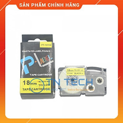 Nhãn in CASIO PT-18YW - Chữ đen nền vàng 18MM x 8M - Dùng cho máy in nhãn CASIO [Hàng nhập khẩu]
