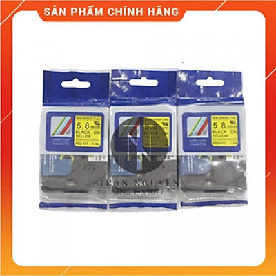 [Combo 3 cuộn] Ống co nhiệt Brother HS2-611 - Đen nền vàng 5.8mm x 1.5m - Hàng nhập khẩu