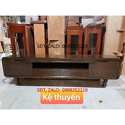 Kệ thuyền gỗ sồi sơn 2 màu