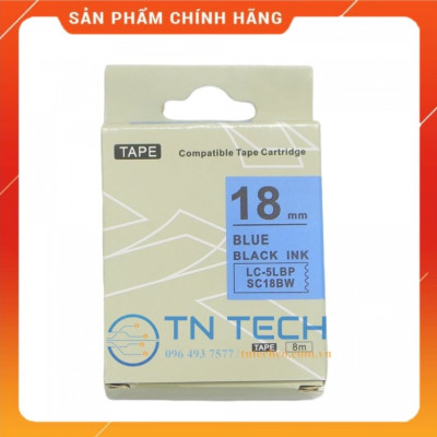 Nhãn in TEPRA - EPSON LC-5LBP (SC18BW) – Chữ đen nền xanh dương 18MM X 8M  - Dùng cho máy in nhãn TEPRA - EPSON [Hàng nhập khẩu]