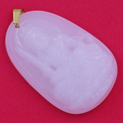 Mặt dây chuyền Văn Thù Bồ Tát thạch anh trắng 4.3cm - phật bản mệnh tuổi Mão