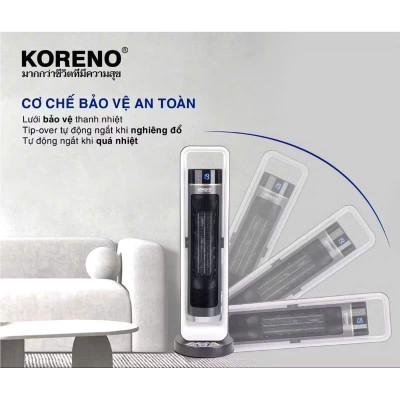 Sưởi gốm Koreno ,có điều khiển, không khô da,không chói mắt hàng chính hãng
