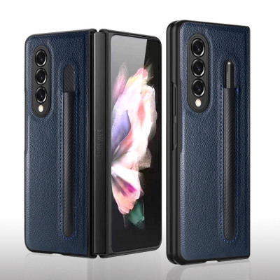 Ốp Lưng Cho Galaxy Z FOLD 6 / Z FOLD 5 / Z FOLD 4 Chống Sốc Bằng Da Có Ngăn Đựng Bút ( KHÔNG BAO GỒM BÚT )