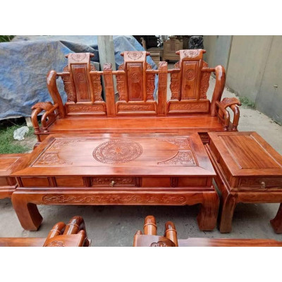 bộ bàn ghế tần thủy hoàng gỗ xà cừ tay 12