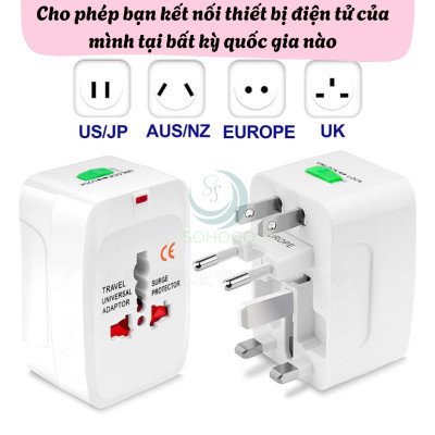  Bộ Chuyển Đổi Ổ Cắm Đa Năng Du Lịch 4 Trong 1 -Adapter Du Lịch Quốc Tế Có USB & Type-C  -Ổ Cắm Điện Đa Chuẩn Quốc Tế Có Bảo Vệ Dòng Điện- Hàng nhập khẩu