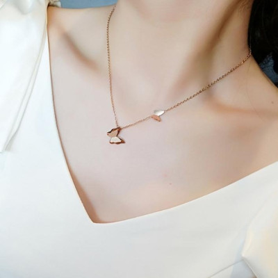 Dây chuyền nữ titan thời trang con bướm phun cát thép không gỉ trangsucpt có 3 màu sắc DCNUT11