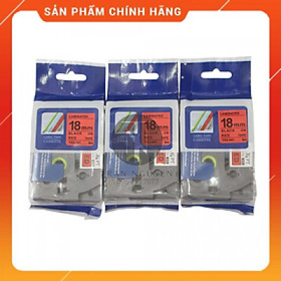 [Combo 3 hộp] Nhãn In đa lớp Tz2-441 - Đen nền đỏ 18mm x 8m - Hàng nhập khẩu
