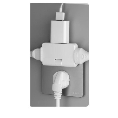 Ô Cắm Dẹt Chia 3 - Phích Cắm Chia 3 Ổ - Xoay 180 Độ - Dành Cho Không Gian Hẹp, Tiện Dụng - TakyHome 8607