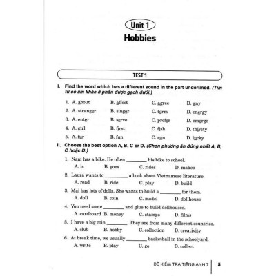 Sách - Đề Kiểm Tra Tiếng Anh Lớp 7 - Dùng Kèm Sách Giáo Khoa Kết Nối - Hồng Ân