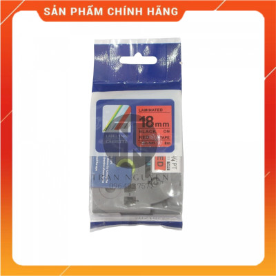 [Combo 3 hộp] Nhãn In đa lớp Tz2-441 - Đen nền đỏ 18mm x 8m - Hàng nhập khẩu