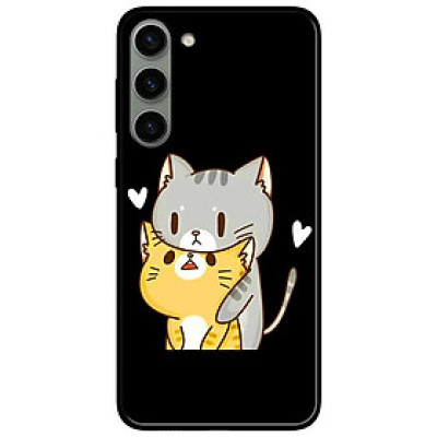 Ốp lưng dành cho Samsung S23 - S23 Plus - S23 Ultra - A34 5G - A54 5G mẫu Hai Chú Mèo Ôm Nền Đen