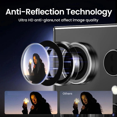 Tấm dán kính cường lực Camera cho Samsung Galaxy S25 Ultra / S23 Ultra / S24 Ultra hiệu KUZOOM AR - công nghệ kế dính tự động, mặt kính AGC sắc nét với độ cứng 9H, trang bị khung tự dán dễ dàng tự dán ở nhà - Hàng nhập khẩu
