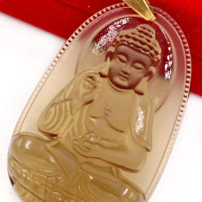 Mặt dây chuyền Phật A Di Đà đá Obsidian size nhỏ 3cm - phật bản mệnh tuổi Tuất, Hợi