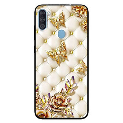 Ốp lưng dành cho Samsung A11 mẫu Bướm Vàng Giả Da