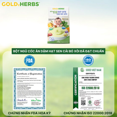 Bột ngũ cốc ăn dặm hạt sen cải bó xôi GoldzHerbs cho bé từ 6 tháng tuổi – 252g/ 500g