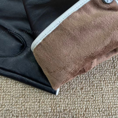 Bao tay nữ lót lông YAOYAO Găng tay nữ da cừu bấm cúc trắng - BHY9748 Găng tay da cảm ứng. Hàng chính hãng.