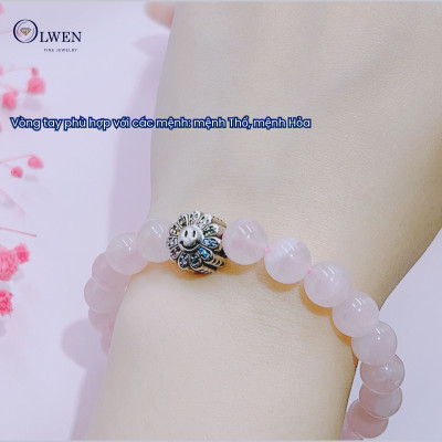 Vòng Tay Phong Thủy Thạch Anh Hồng, Đơn Giản, Cá Tính