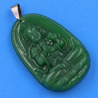 Mặt Phật Đại Nhật Như Lai thạch anh xanh size nhỏ 3.6cm - phật bản mệnh tuổi Mùi và tuổi Thân