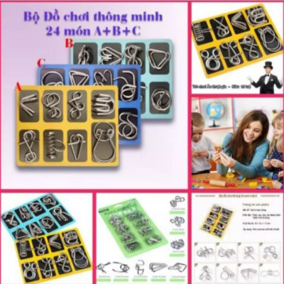 BỘ 3 HỘP 24 CÁI MÓC KHÓA CHÒ CHƠI TRÍ TUỆ GIẢI ĐỐ TRÍ THÔNG MINH CHO CÁC BÉ SÁNG TẠO HÀNG CHUẨN