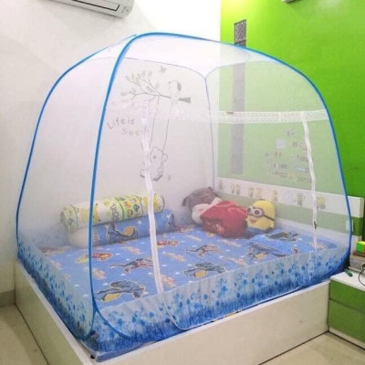 Mùng Chụp Mộc Miên - Tự Bung Đỉnh Rộng Có Viền Chân - Trăng Viền Xanh