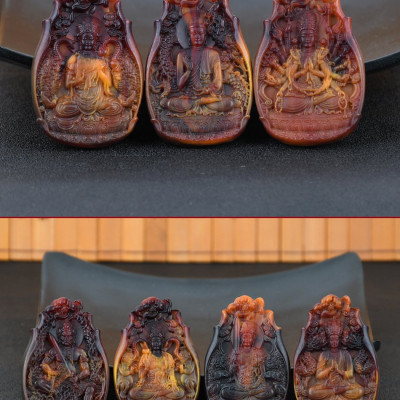 Dây chuyền Phật Văn Thù Bồ Tát hương thơm bằng Long Diên Hương tổng hợp (Có dây đeo)