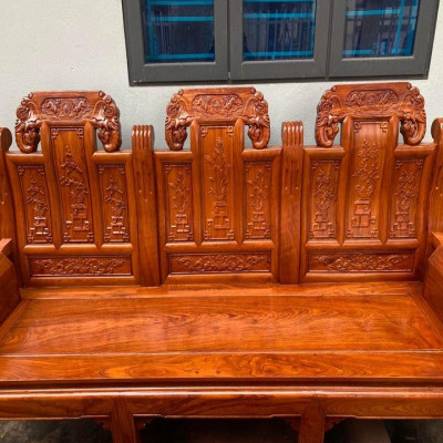 Bộ bàn ghế âu á hộp chương voi gỗ hương đá ( Cô Mơ - Ninh Bình )