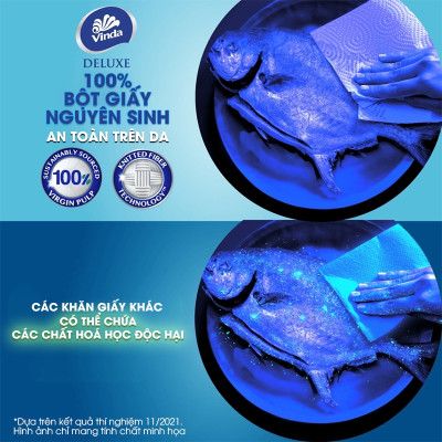 [MUA 2 LỐC KHĂN BẾP CUỘN TẶNG 1 GÓI KHĂN TREO TƯỜNG + 1 MÓC KHÓA] Khăn giấy bếp đa năng siêu thấm Vinda Deluxe (6 Cuộn)