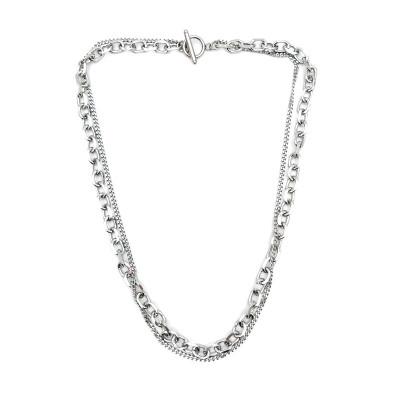 Vòng cổ dây chuyền 2 lớp titan không gỉ phong cách Hàn Quốc