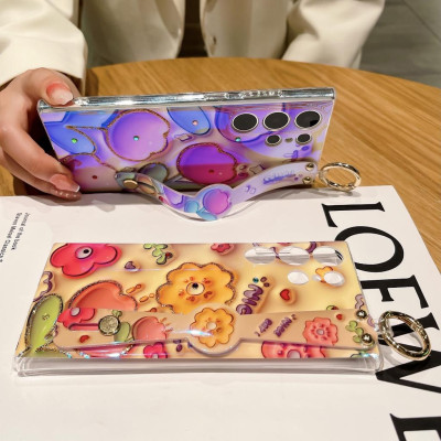 Ốp Lưng Cho Samsung S25 ULTRA / S24 Ultra / S24 PLus / S23 Ultra / S23 PLus Hoa 3D Kim Tuyến Đính Đá Có Dây Xỏ Tay Và Làm Gía Đỡ - Bum Store Galaxy Case