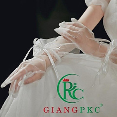 Găng tay voan cô dâu mới đính nơ 8-2023 Giangpkc