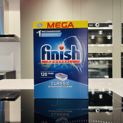Combo Viên rửa bát Finish Classic 120 viên + Muối Finish 1.5kg + Nước làm bóng Finish 750ml