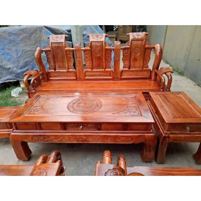 bộ bàn ghế tần thủy hoàng gỗ xà cừ tay 12
