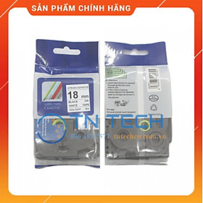 Nhãn In HZE-S241 - Đen nền trắng 18mm x 8m - Dùng cho máy in BROTHER - AIMO - PUTY [Hàng nhập khẩu]