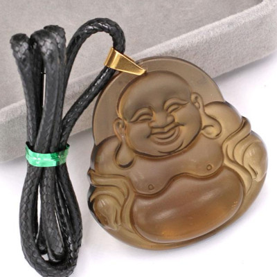 Dây chuyền mặt Phật Di Lặc - đá Obsidian (4.6cm x 4.8cm) DEPDLN23 - kèm hộp nhung