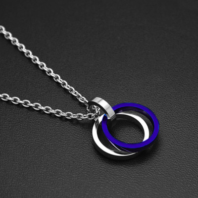 Mặt dây chuyền 3 vòng MDC346 (Màu bạc, xanh)