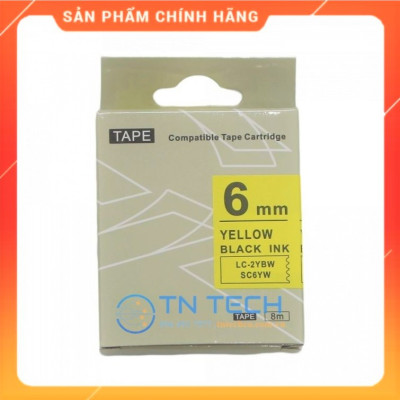 Nhãn in TEPRA - EPSON LC-2YBW (SC6YW) – Chữ đen nền vàng 6MM X 8M  - Dùng cho máy in nhãn TEPRA - EPSON [Hàng nhập khẩu]