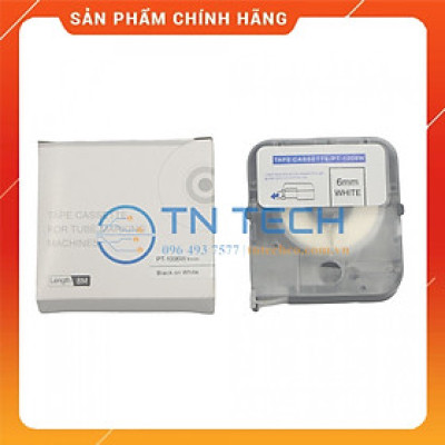 Nhãn in PUTY PT-1006W - Chữ đen nền trắng 6MM x 8M - Dùng cho máy in ống PUTY PT-1010 [Hàng nhập khẩu]