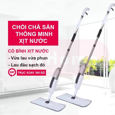 Cây lau nhà phun sương xoay 360 độ đa năng 3 Trong 1 vừa lau khô vừa phun nước, bình nước di động 350ml đủ làm sạch 100m2 sàn , trục quay 360 độ giúp lau mọi ngóc ngách , thanh cầm bằng thép siêu bền, chống ăn mòn va đập tốt . 