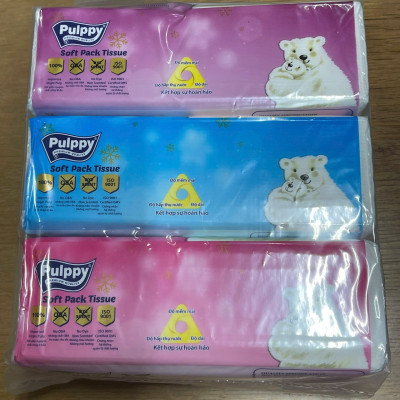 Khăn Giấy Rút Pulppy Polar Bear Bịch Khăn Giấy 180 Tờ 2 Lớp