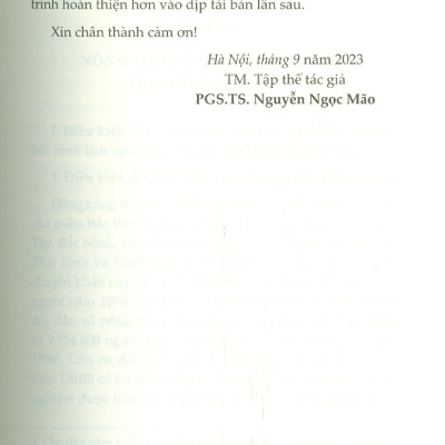 Nông Thôn Đồng Bằng Bắc Bộ (1976-1996) (Sách chuyên khảo) -  PGS. TS. Nguyễn Ngọc Mão chủ biên