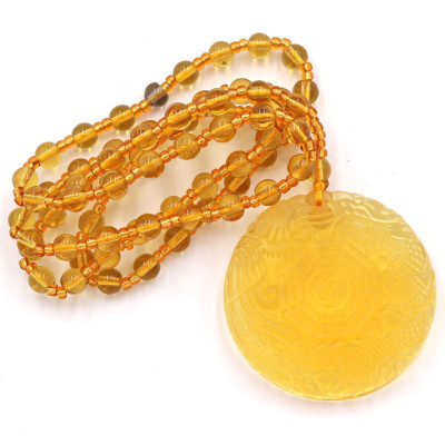 Vòng cổ long phụng bát quái Pha lê vàng DBQV24 ( cả nam và nữ )