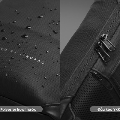 Balo laptop 14” KINGBAG VICTOR sang trọng, siêu mỏng, tích hợp USB, trượt nước, ngăn chống trộm, màu đen - Hàng chính hãng