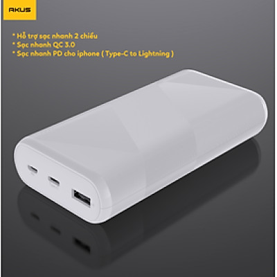 Sạc dự phòng AKUS A22LUX 20000 mAh sạc Nhanh 18W - Hàng chính hãng