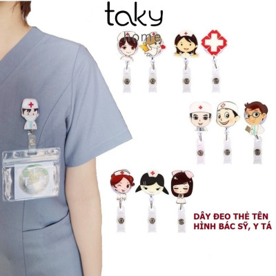 Dây Đeo Thẻ Tên Nhiều Dễ Thương Cho Bác Sĩ, Điều Dưỡng, Y tá, Gắn Túi Áo Có Dây Kéo Dài, Tiện Dụng, TakyHome 5950