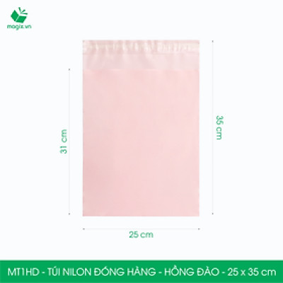MT1HD - 25x35 cm  - Túi nilon gói hàng - 300 túi niêm phong đóng hàng màu hồng đào