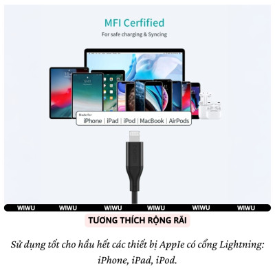 Dây cáp sạc nhanh 30W chuẩn MFI PD Type-C ra L (iP) hiệu Choetech IP0040 - Chuẩn sạc an toàn RoHS, chiều dài 200cm, Truyền dữ liệu 480Mbps, siêu bền, chất liệu TPE - Hàng nhập khẩu