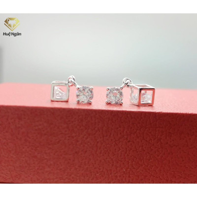 Bông tai bạc Ý 925 Huệ Ngân - Hình lập phương cá tính RYE141077