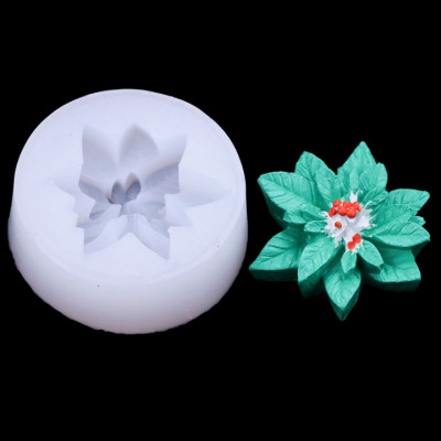 Khuôn silicon làm rau câu hoa trạng nguyên Noel giáng sinh loại 7 cm - Mã số 1116