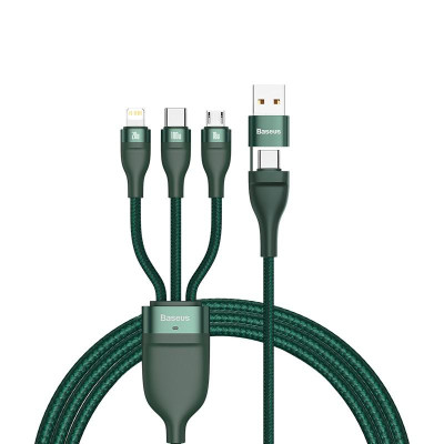 Cáp sạc đa năng 6 trong 1 Baseus Flash Series Two-for-three Data Cable U+C to M+L+C 100W LV874-Hàng chính hãng.