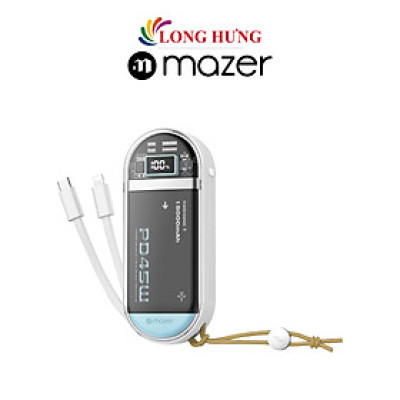 Sạc dự phòng Mazer PowerCharge Link 1545 2Type-C 1USB 15000mAh PD45W M-PC45LINK1545 - Hàng chính hãng